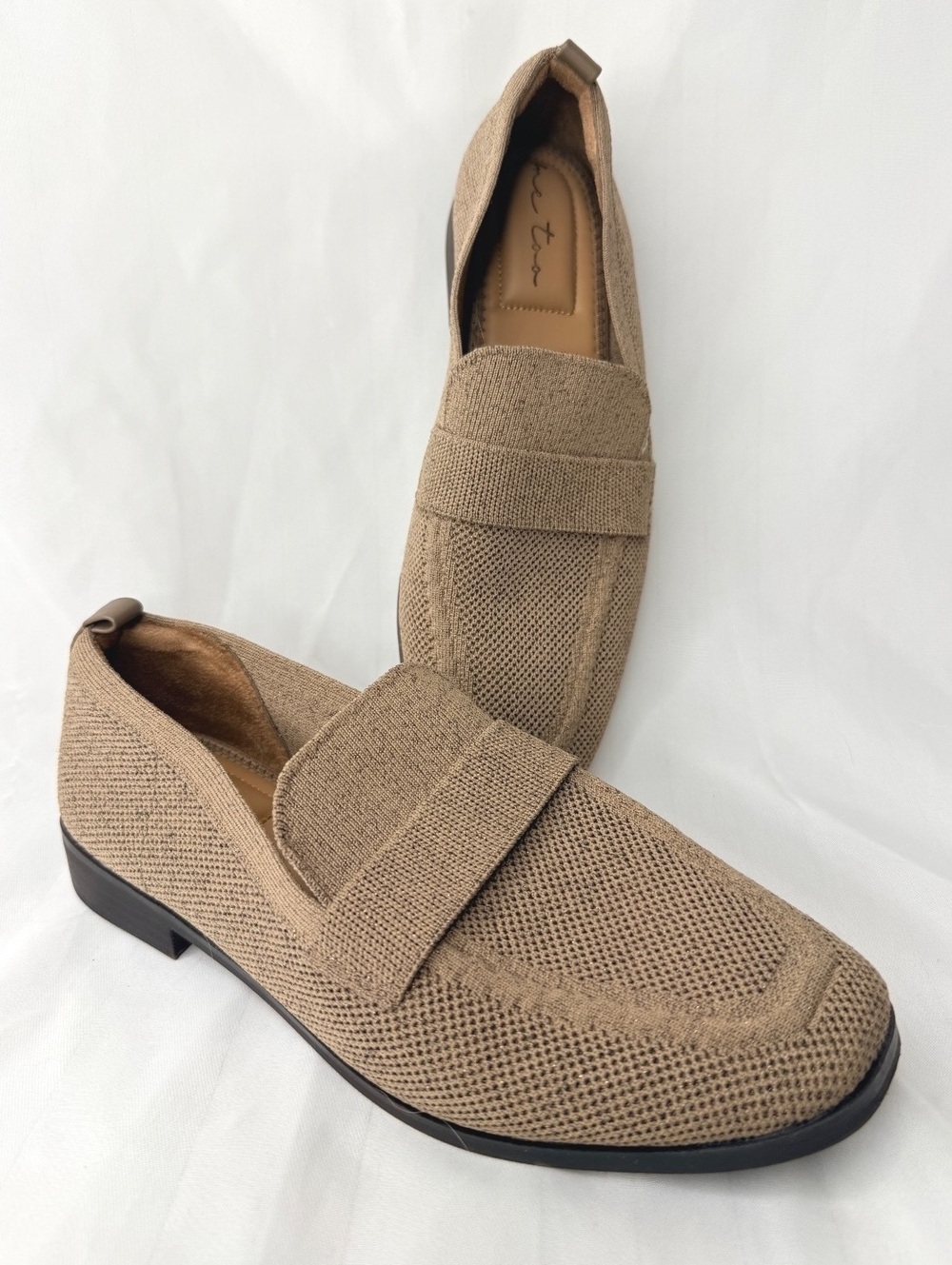 Me Too Knit Loafers Taupe Beige Slip On Comfort Flats Size 9.5